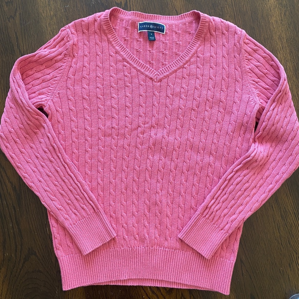 Karen & Scott pink cable knit sweater